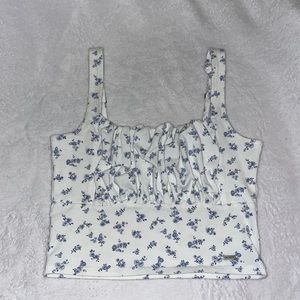 Floral print very flattering white background with a blue floral flower print